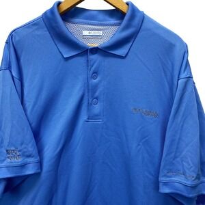 Columbia PFG Polo Shirt Mens Large Blue Short Sleeve Fishing Omni-Shade  Vented